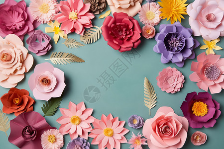 制作的纸质花朵背景图片