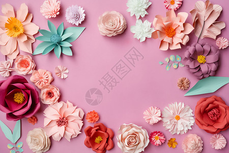 手工制作的纸质花朵背景图片