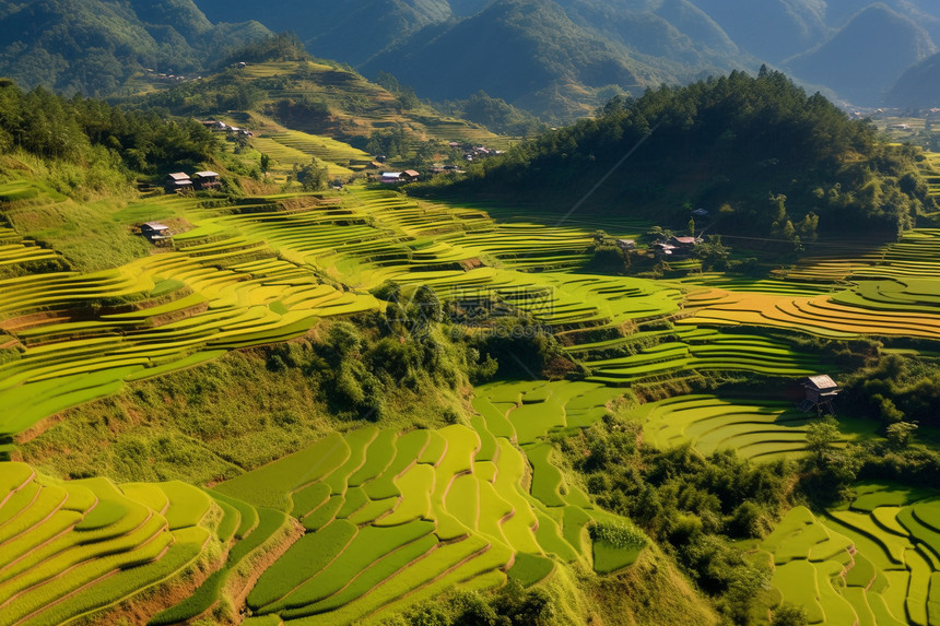 山脉中的田地图片