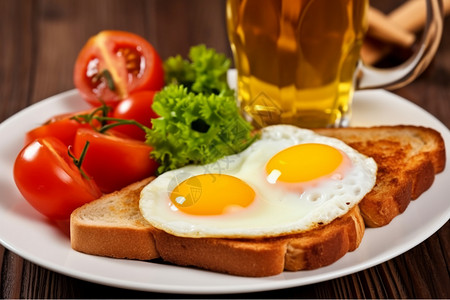 香肠煎蛋美味健康的早餐背景