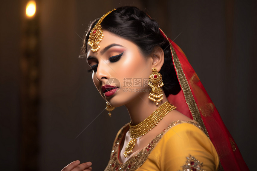 优雅传统的印度女人图片