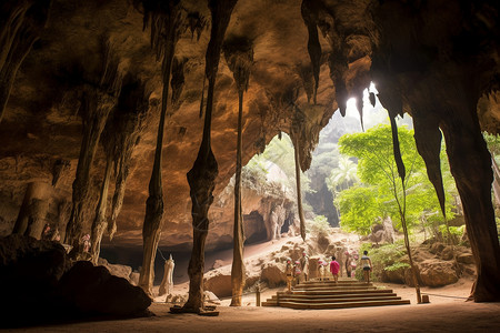 山间洞穴风景背景图片