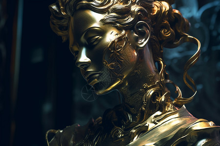 金属光泽女性雕像背景图片