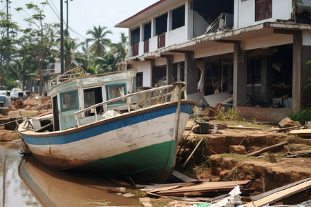 海啸后的村庄图片
