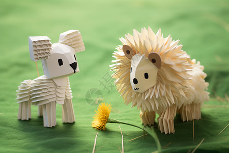 动物游戏手工制作的动物折纸背景