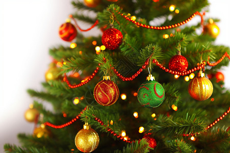 多彩的圣诞树装饰背景图片
