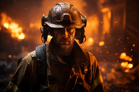 火场中的消防员背景图片