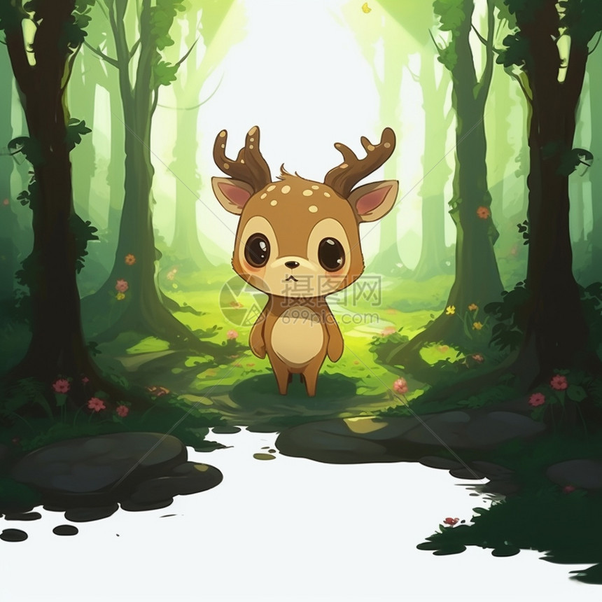 森林中的卡通小鹿图片