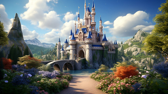 童话城堡艺术插图背景图片