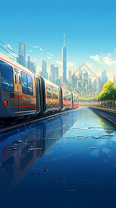 地铁穿梭在城市艺术插图背景图片