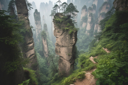 悬崖上的植物图片