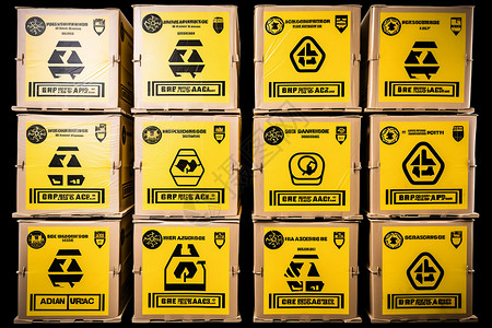 盒子包装设计黄色的包装符号提示背景