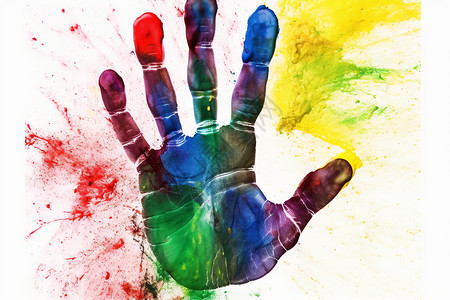 按手印手指创意概念彩色手印设计图片