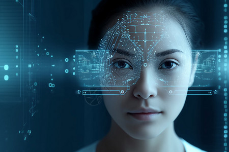 仙女虹膜人工智能大数据人脸识别安全扫描技术设计图片