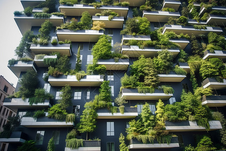 垂直绿化城市建筑背景图片