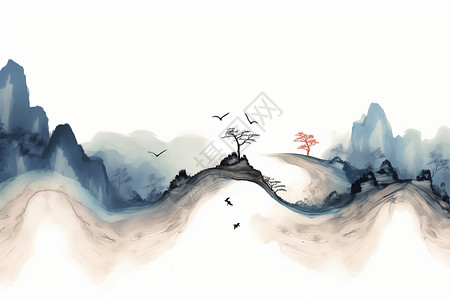 中国风创意挂画背景图片