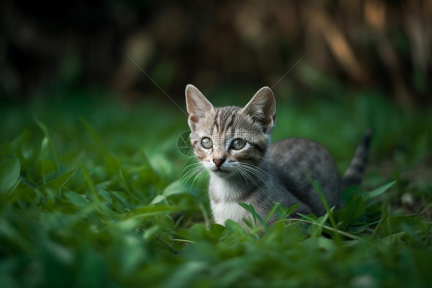 草丛中的小猫咪图片