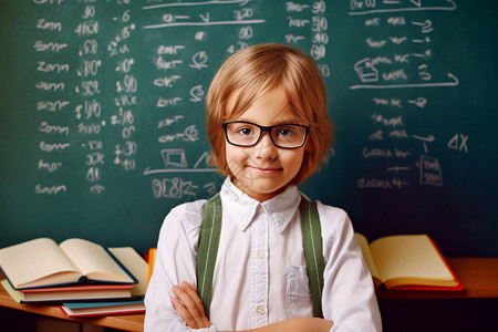 数学培训戴眼镜儿童背景