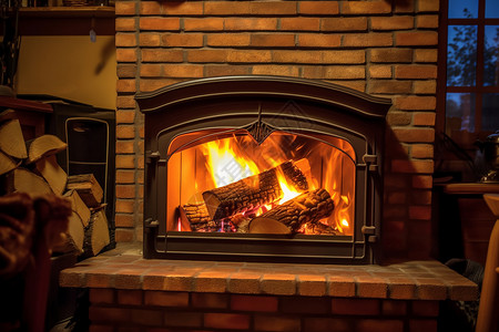传统的家庭壁炉背景图片