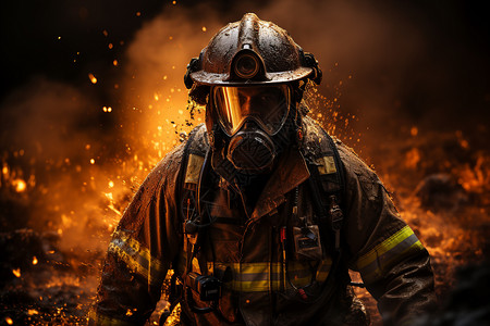 奋不顾身冲进火场的消防员背景图片