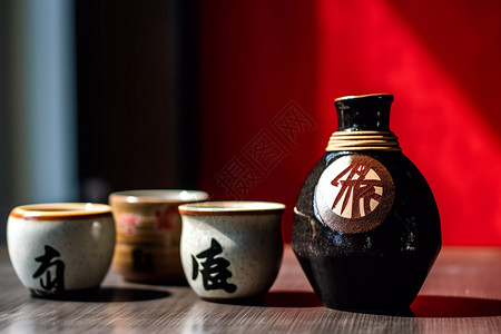 日本饮料传统饮酒瓷器背景