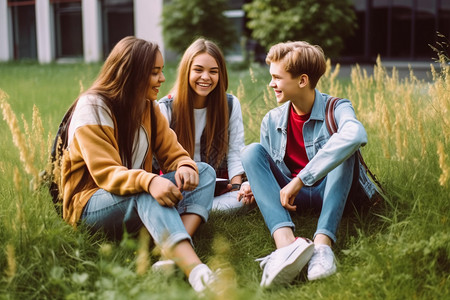 户外游玩的学生图片