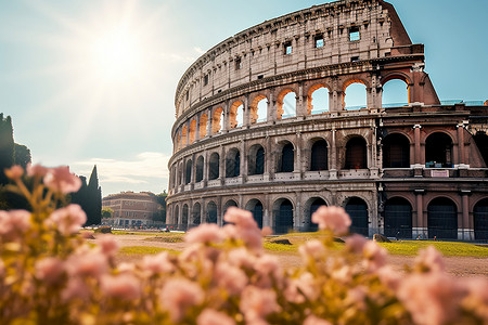 意大利素材著名的罗马斗兽场背景