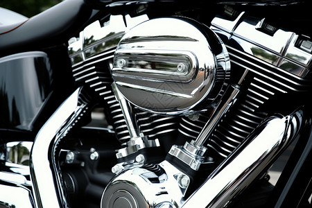 镀铬的摩托车发动机背景图片