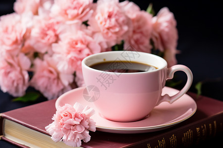 咖啡和康乃馨图片