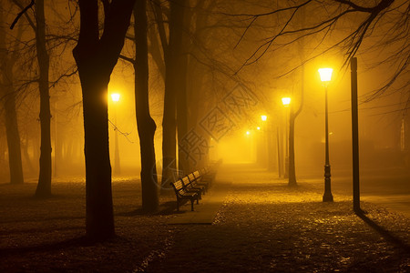 夜间昏暗的公园高清图片