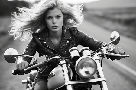 骑摩托车女人图片