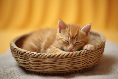 竹篮里的猫咪背景图片