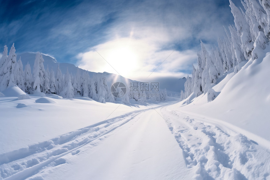 冬天的雪景景观图片