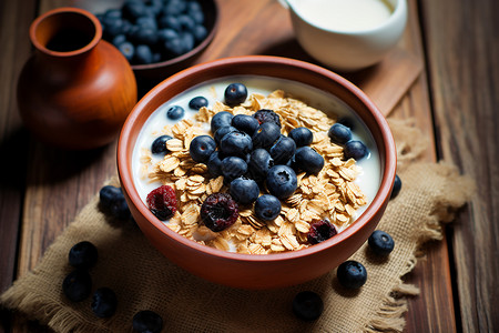 燕麦蓝莓早餐图片