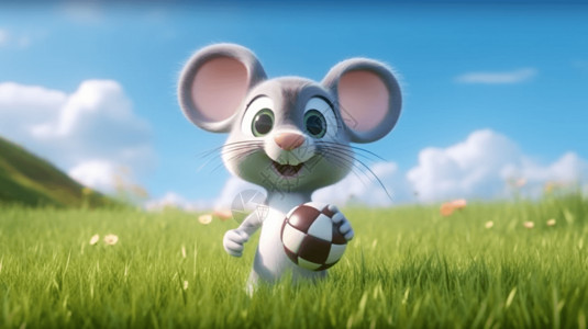 抱着足球的老鼠背景图片
