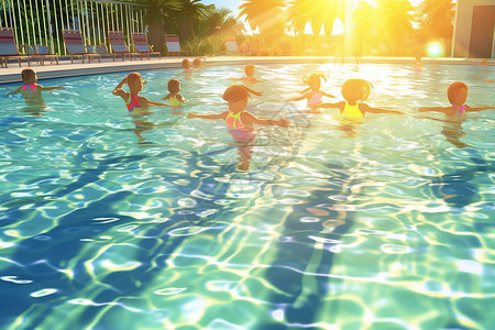 游泳池的孩子背景图片