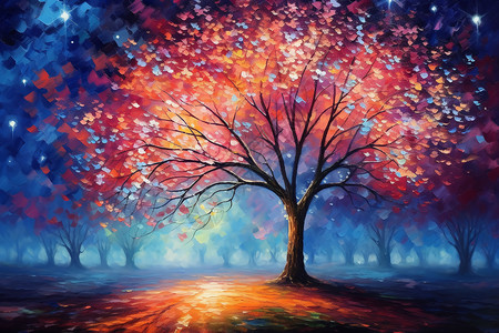 抽象梦幻的大树背景图片