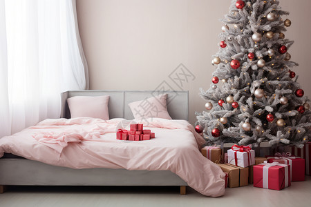 卧室圣诞树背景图片