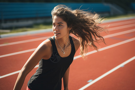 运动风女素材赛道上奔跑的女人背景