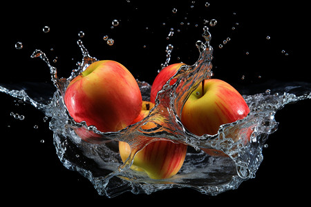 水中的苹果背景图片
