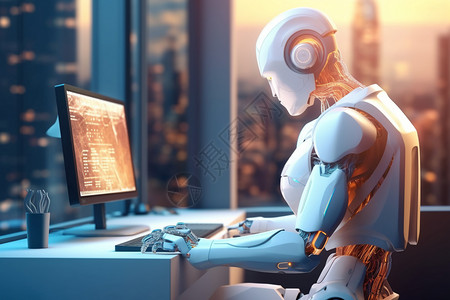 企业工作区智能机器人助手背景图片