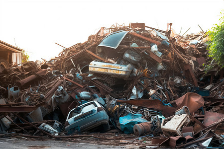 废弃车辆回收废铜烂铁设计图片