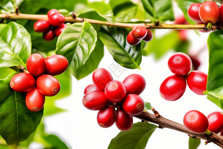 新鲜种植的咖啡豆高清图片