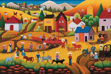 波普艺术描绘的乡村风光图片