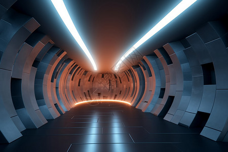 3D发光创意隧道背景图片