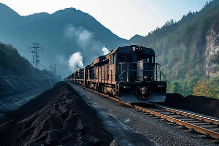 行驶的运煤列车设计图片
