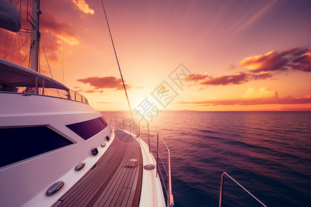 美丽夕阳下的帆船图片