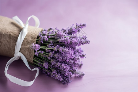 薰衣草包装精品包装的紫色花束背景