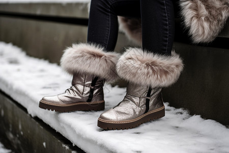 冬季穿靴子在户外的女孩高清图片
