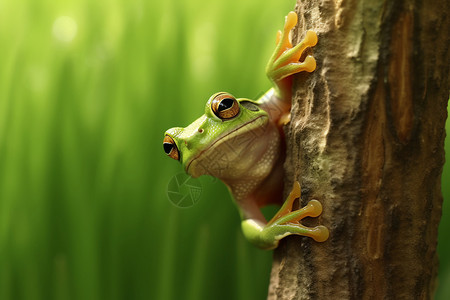 动物学的趴在树上的青蛙背景